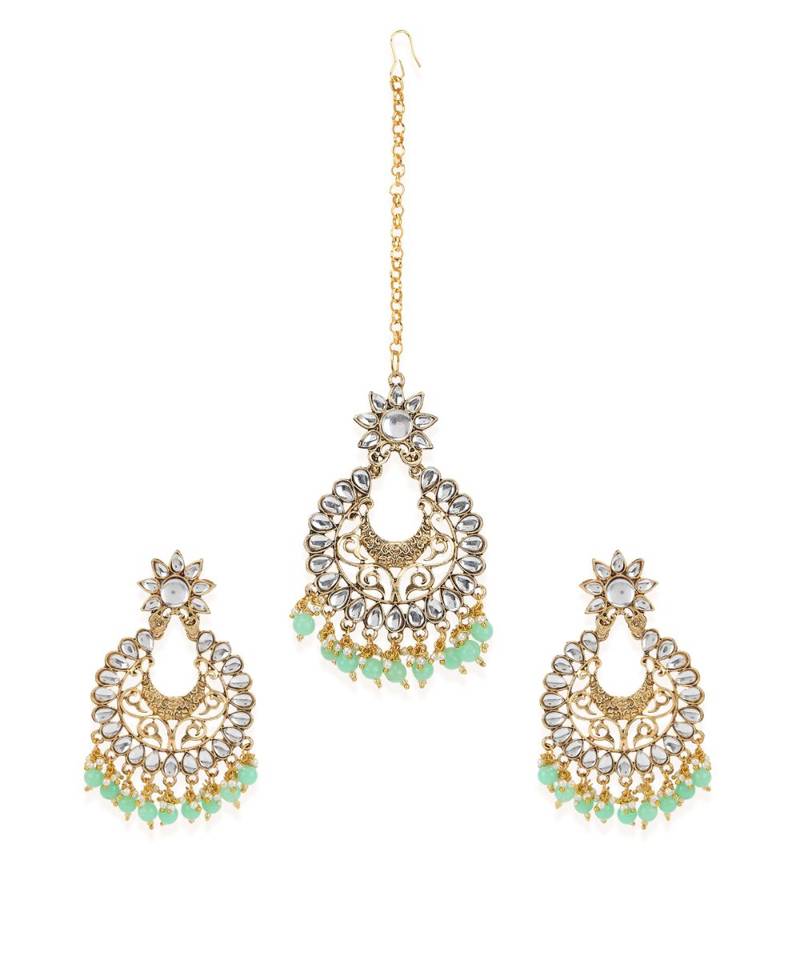 Green gold plated Yellow Gold Alloy   Pair Earring   Maagtika