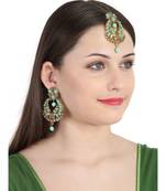 Turquoise gold plated Yellow Gold Alloy   Pair Earring   Maagtika