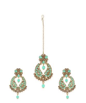 Turquoise gold plated Yellow Gold Alloy   Pair Earring   Maagtika 2