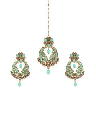 Turquoise gold plated Yellow Gold Alloy   Pair Earring   Maagtika 4