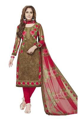 Brown printed crepe salwar 1
