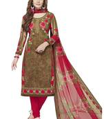 Brown printed crepe salwar