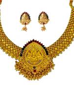 kolhapuri gold plated laxmi pendal chappat pata necklace set 