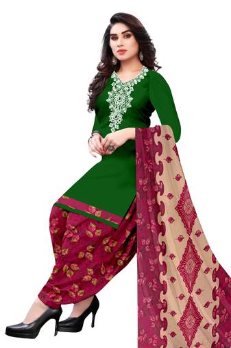 Green printed crepe salwar