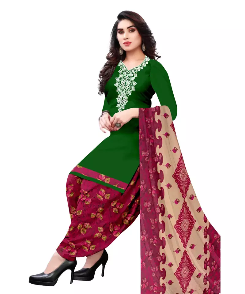 Green printed crepe salwar