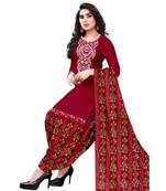 Red printed crepe salwar