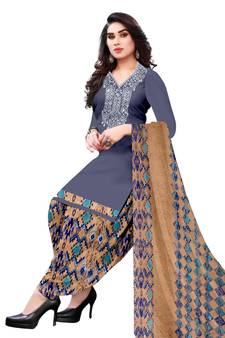 Blue printed crepe salwar