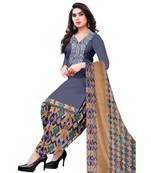 Blue printed crepe salwar
