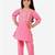 Pink embroidered polyester girls-top-bottom