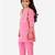 Pink embroidered polyester girls-top-bottom