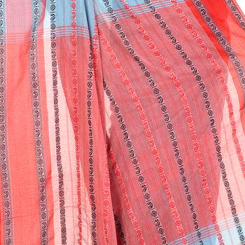Blue hand woven pure cotton saree with blouse 4