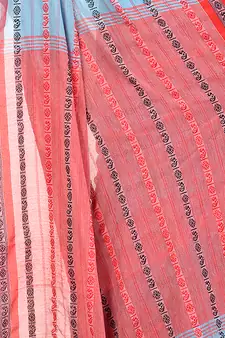 Blue hand woven pure cotton saree with blouse