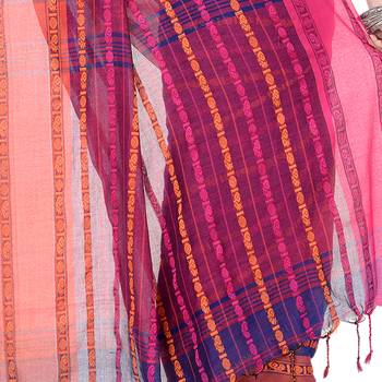   dark blue hand woven pure cotton saree with blouse 4