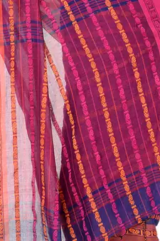   dark blue hand woven pure cotton saree with blouse