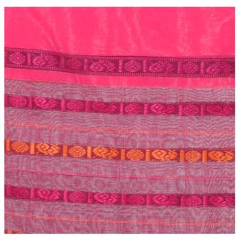   dark blue hand woven pure cotton saree with blouse 5