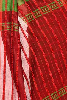 Green hand woven pure cotton saree with blouse