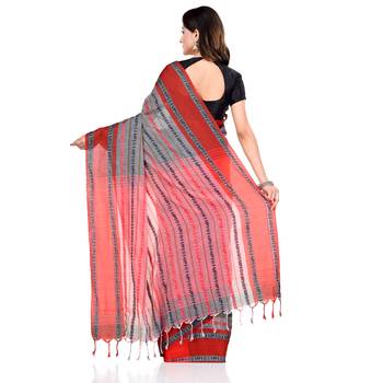 Grey hand woven pure cotton saree with blouse 2