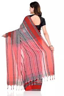 Grey hand woven pure cotton saree with blouse