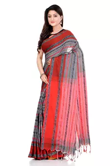 Grey hand woven pure cotton saree with blouse
