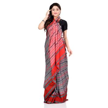 Grey hand woven pure cotton saree with blouse 4