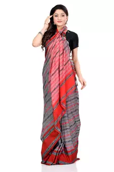 Grey hand woven pure cotton saree with blouse