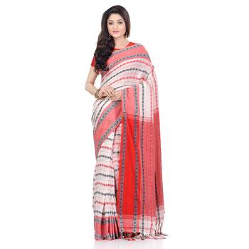   multicolor hand woven pure cotton saree with blouse 2