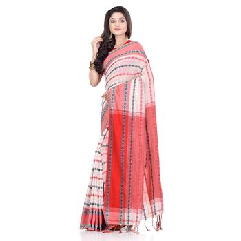   multicolor hand woven pure cotton saree with blouse 3