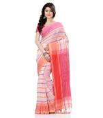   multicolor hand woven pure cotton saree with blouse