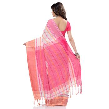   multicolor hand woven pure cotton saree with blouse 2