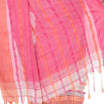   multicolor hand woven pure cotton saree with blouse 4