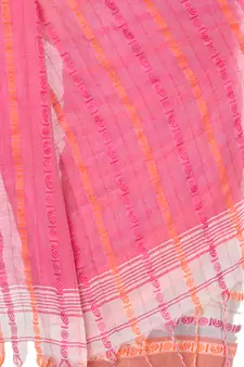   multicolor hand woven pure cotton saree with blouse