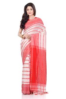   multicolor hand woven pure cotton saree with blouse