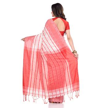   multicolor hand woven pure cotton saree with blouse 2