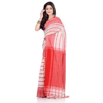   multicolor hand woven pure cotton saree with blouse 3