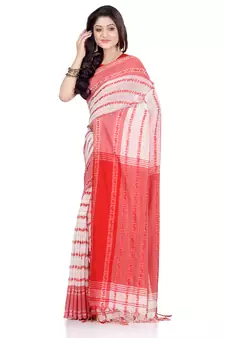   multicolor hand woven pure cotton saree with blouse