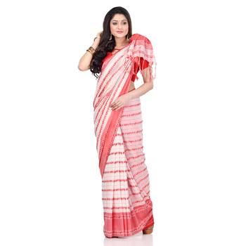   multicolor hand woven pure cotton saree with blouse 4