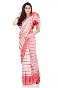   multicolor hand woven pure cotton saree with blouse