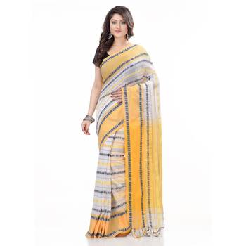   multicolor hand woven pure cotton saree with blouse 1