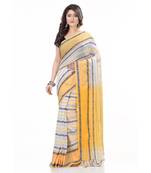   multicolor hand woven pure cotton saree with blouse