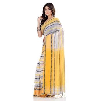   multicolor hand woven pure cotton saree with blouse 2