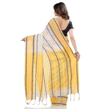   multicolor hand woven pure cotton saree with blouse 3