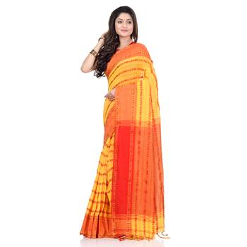   multicolor hand woven pure cotton saree with blouse 2