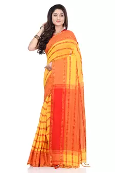   multicolor hand woven pure cotton saree with blouse