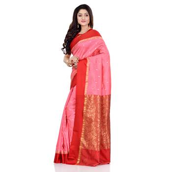 Rose hand woven kanchipuram silk saree with blouse 2