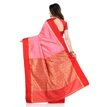Rose hand woven kanchipuram silk saree with blouse 3