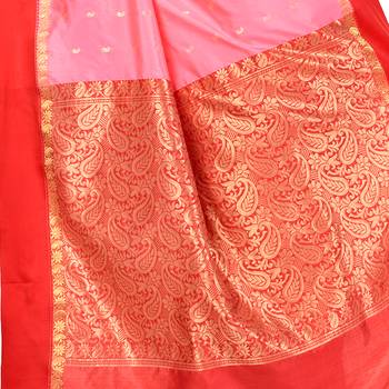 Rose hand woven kanchipuram silk saree with blouse 4