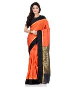   orange hand woven kanchipuram silk saree with blouse