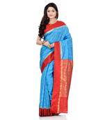   light blue hand woven kanchipuram silk saree with blouse