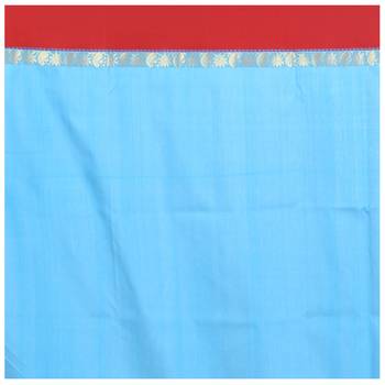   light blue hand woven kanchipuram silk saree with blouse 5