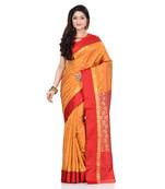 Golden hand woven kanchipuram silk saree with blouse